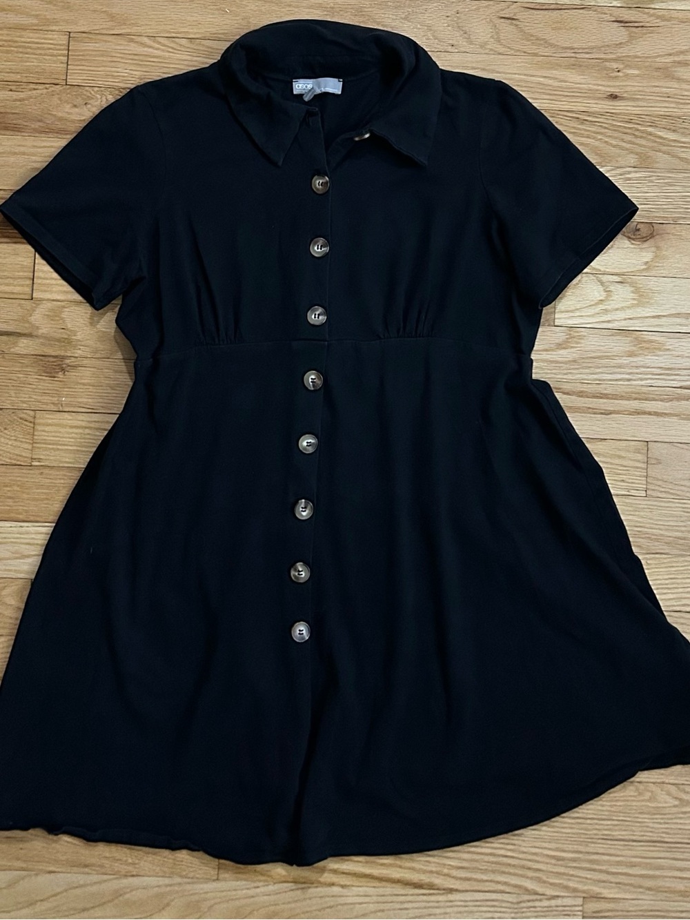ASOS Black Short Sleeve Button-Front Dress